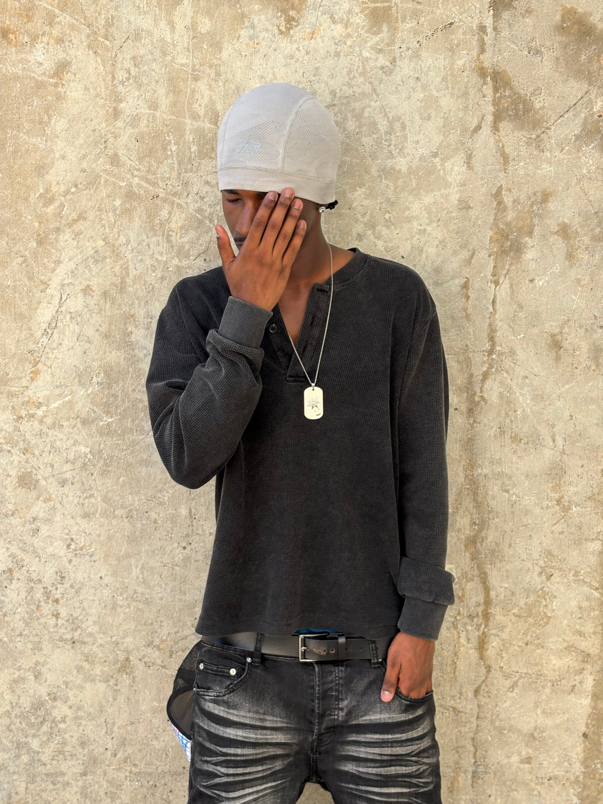 Waffle-Knit Henley