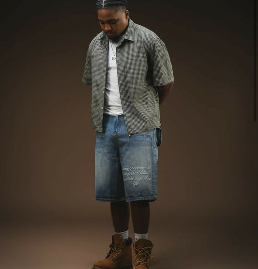 "GOODNESS & MERCY" Jean Shorts