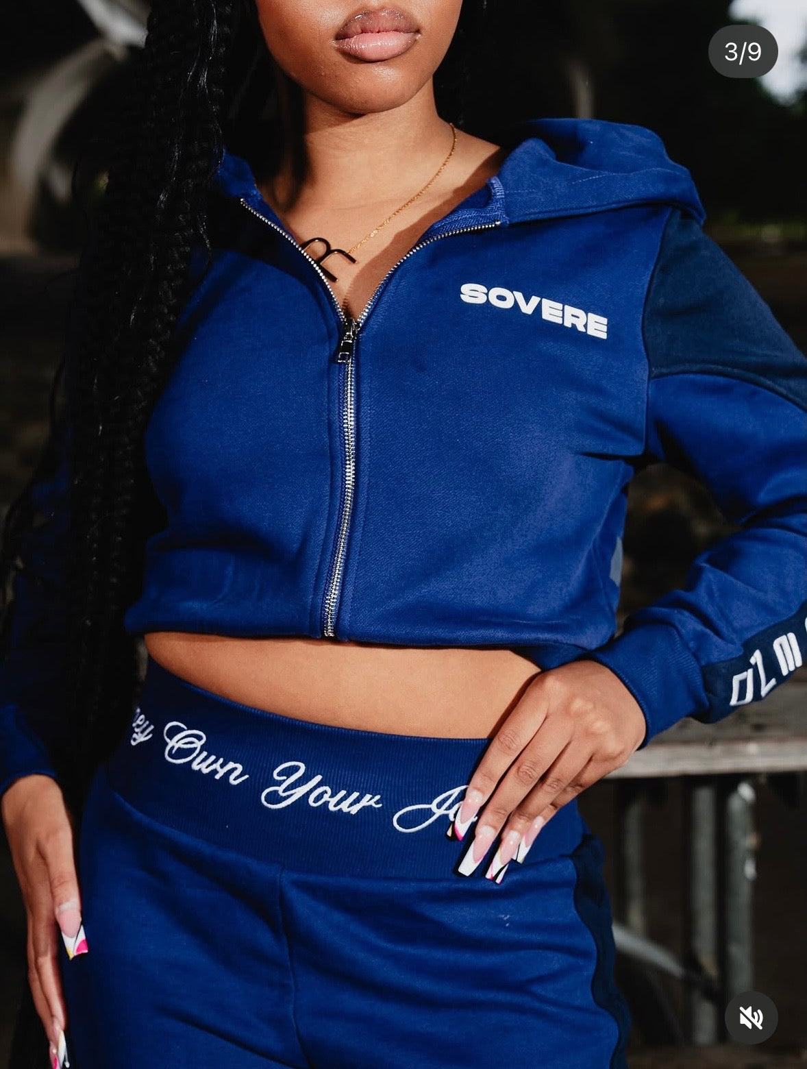 'Own Your Journey' Cropped Zip-Up Hoodie