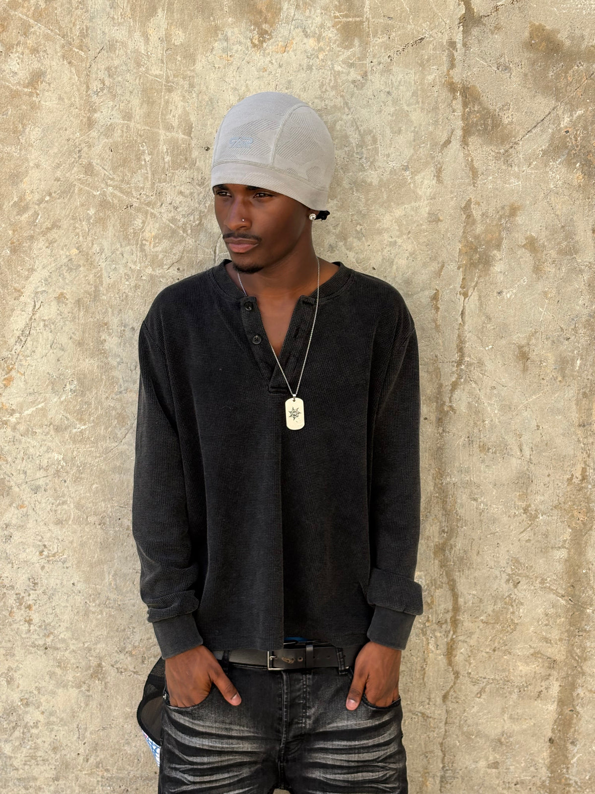 Waffle-Knit Henley