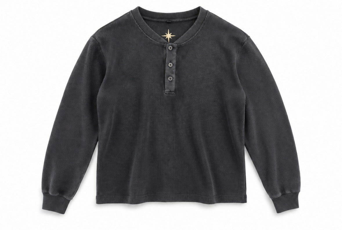 Waffle-Knit Henley