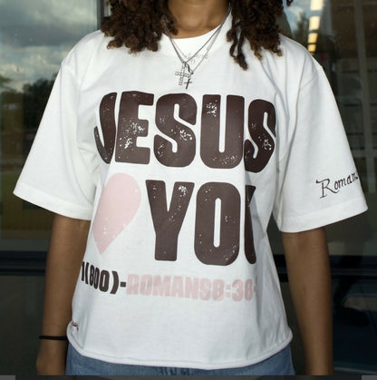 'JESUS LOVES YOU' CREAM TEE